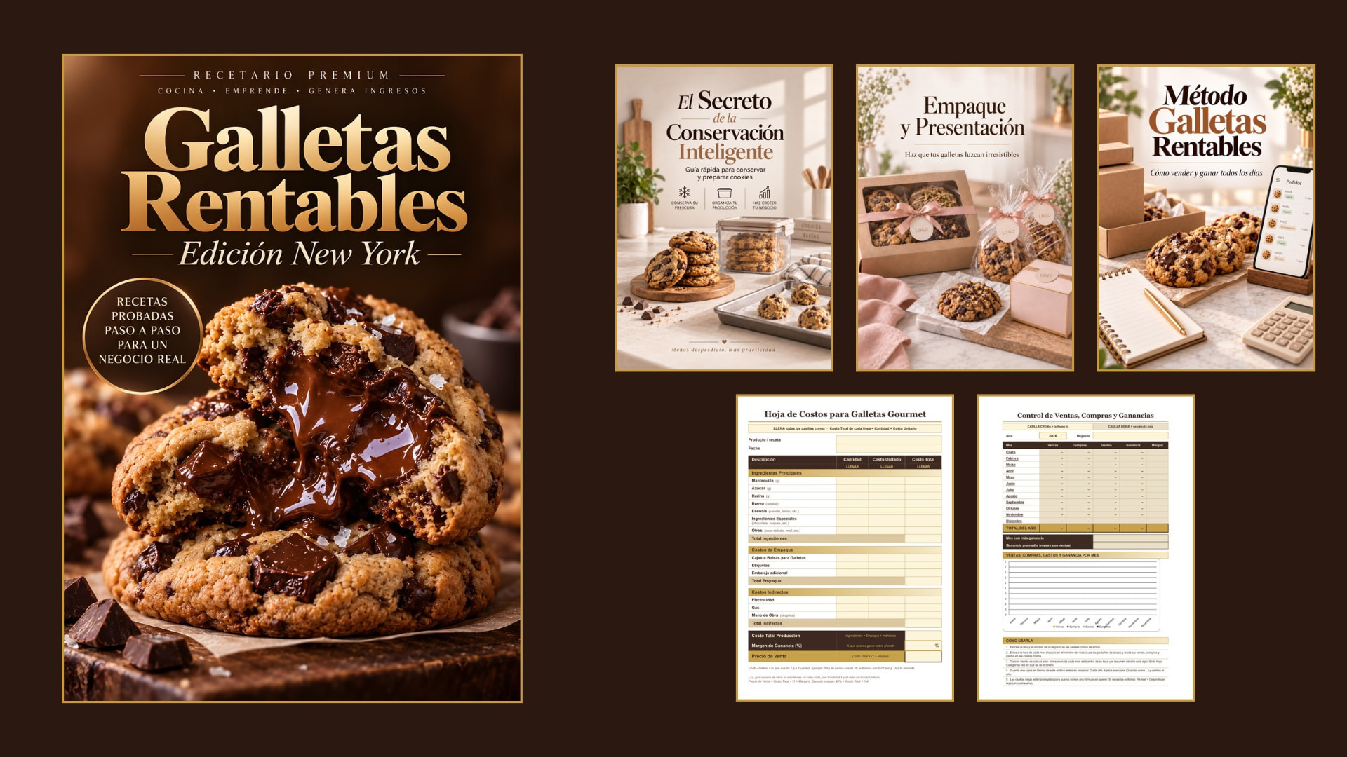 Los seis materiales digitales incluidos en Galletas Rentables